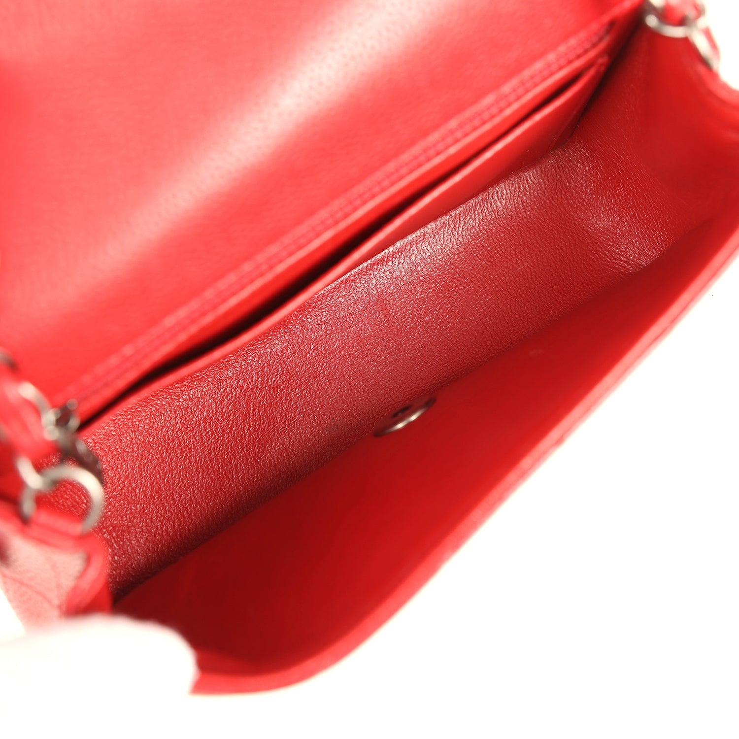 Pre-owned Chanel Mini Classic Rectangular Flap Bag Red Caviar Aged Ruthenium Hardware