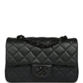 Chanel Mini Classic Rectangular Flap Bag So Black Iridescent Lambskin Black Hardware