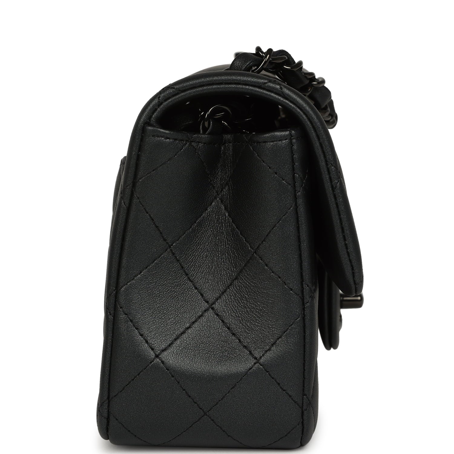 Chanel Mini Classic Rectangular Flap Bag So Black Iridescent Lambskin Black Hardware