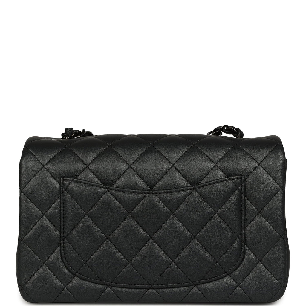 Chanel Mini Classic Rectangular Flap Bag So Black Iridescent Lambskin Black Hardware