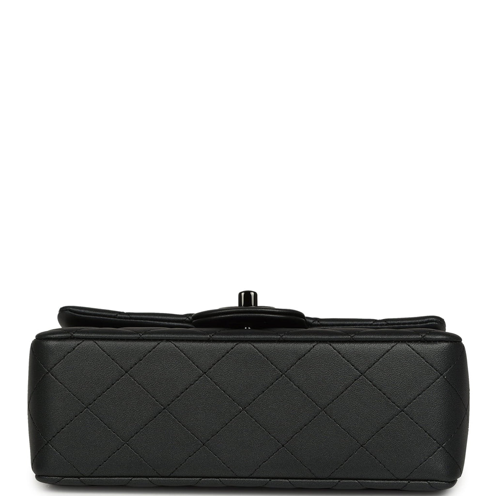 Chanel Mini Classic Rectangular Flap Bag So Black Iridescent Lambskin Black Hardware