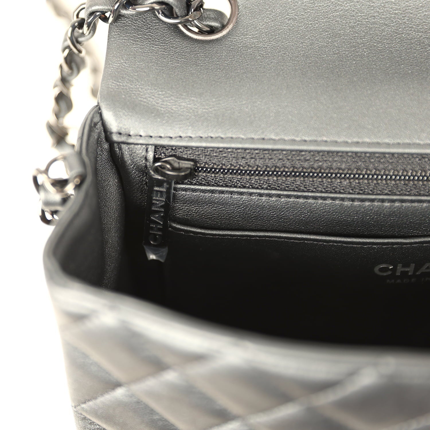 Chanel Mini Classic Rectangular Flap Bag So Black Iridescent Lambskin Black Hardware