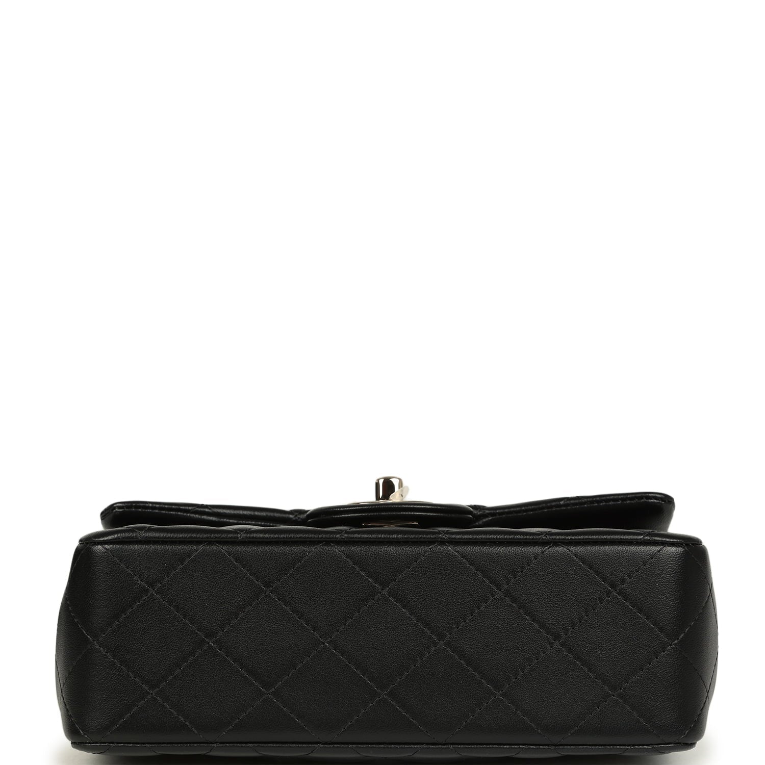 Chanel Mini Classic Rectangular Top Handle Flap Bag Black Lambskin Light Gold Hardware