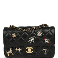Chanel Mini Classic "Space Charms" Rectangular Flap Bag Black Lambskin Gold Hardware