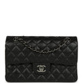 Pre-owned Chanel Small Classic Double Flap Bag Black Iridescent Caviar Ruthenium Hardware