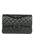 Pre-owned Chanel Small Classic Double Flap Bag So Black Iridescent Lambskin Black Hardware
