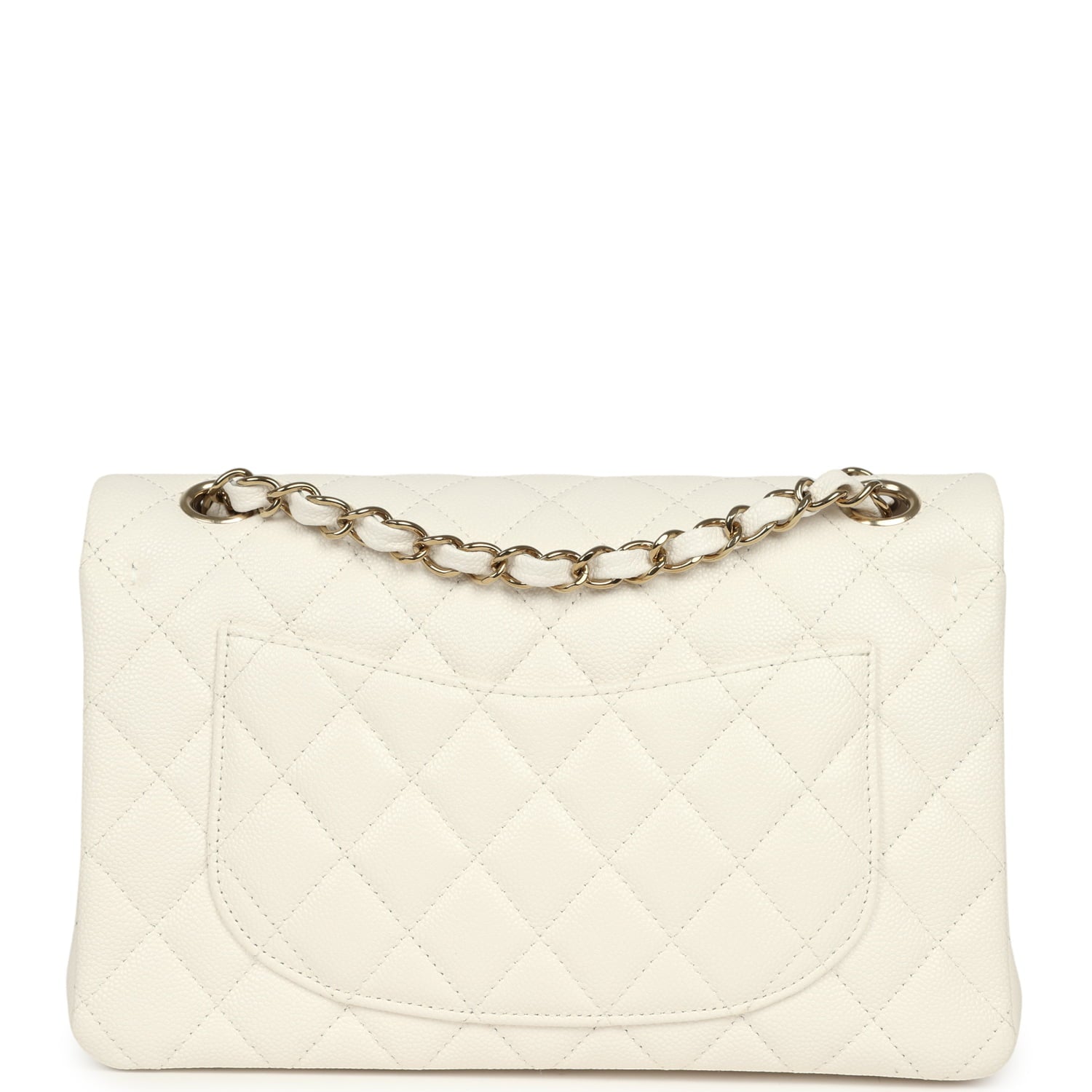 Chanel Small Classic Double Flap Bag Off White Shiny Caviar Light Gold Hardware
