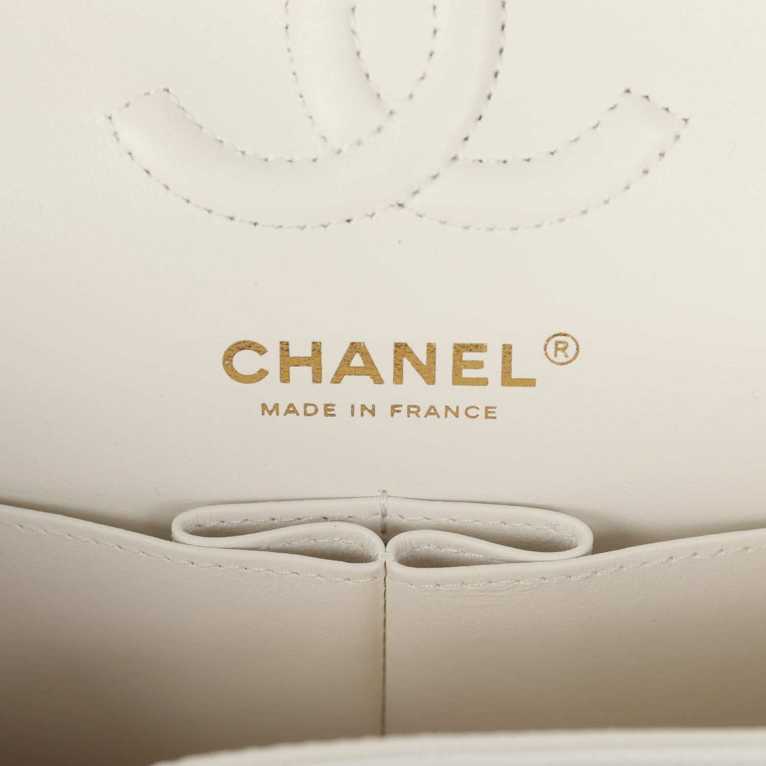 Chanel Small Classic Double Flap Bag Off White Shiny Caviar Light Gold Hardware