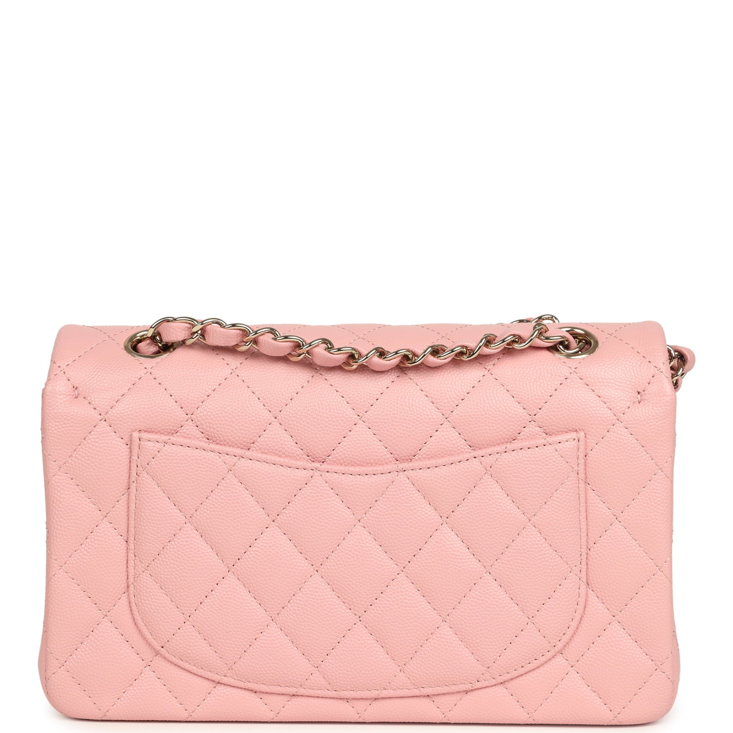 Pre-owned Chanel Small Classic Double Flap Bag Pink Shiny Caviar Light Gold Hardware