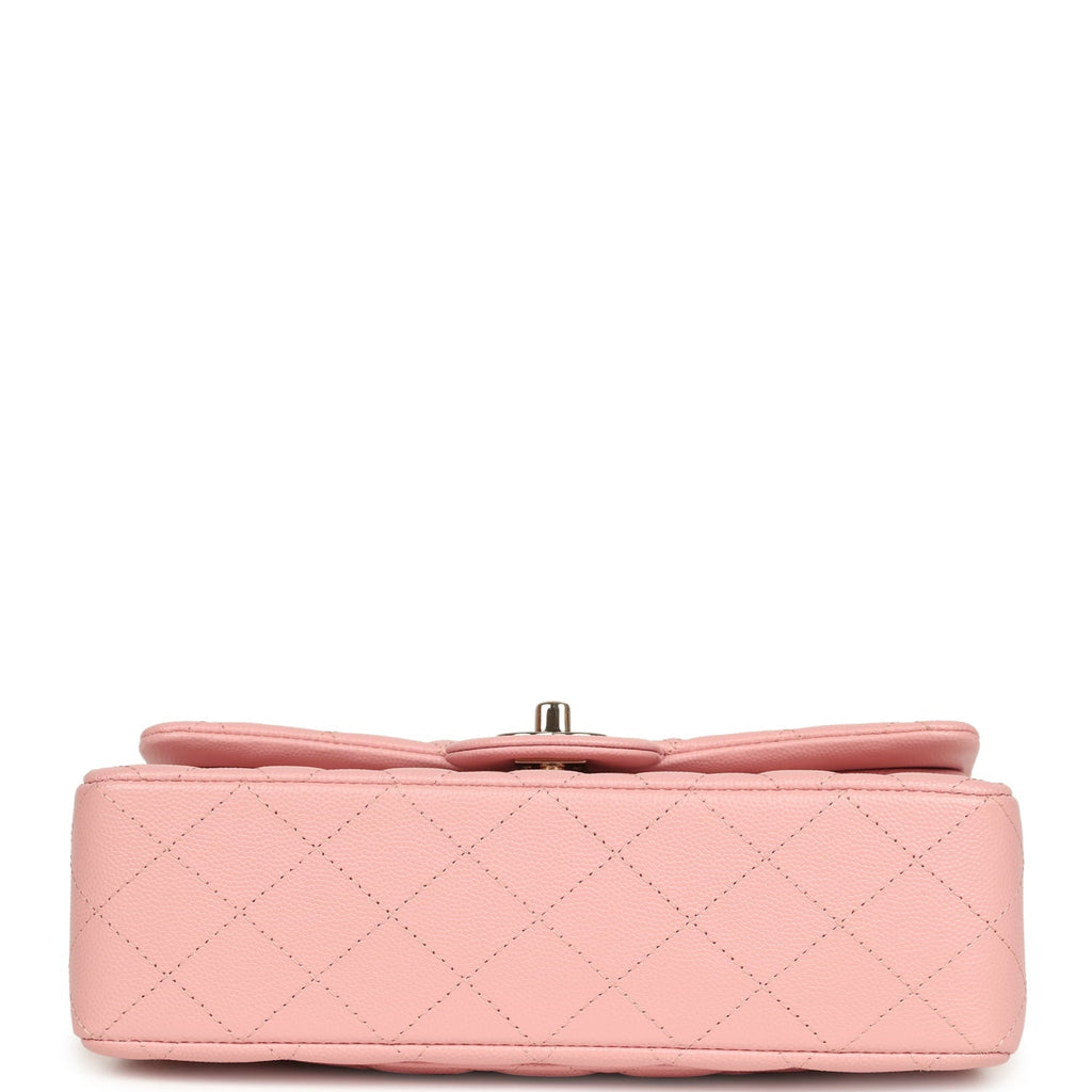 Pre-owned Chanel Small Classic Double Flap Bag Pink Shiny Caviar Light Gold Hardware