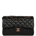 Chanel Small Classic Double Flap Bag Black Lambskin Rose Gold Hardware