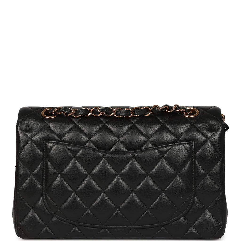 Chanel Small Classic Double Flap Bag Black Lambskin Rose Gold Hardware
