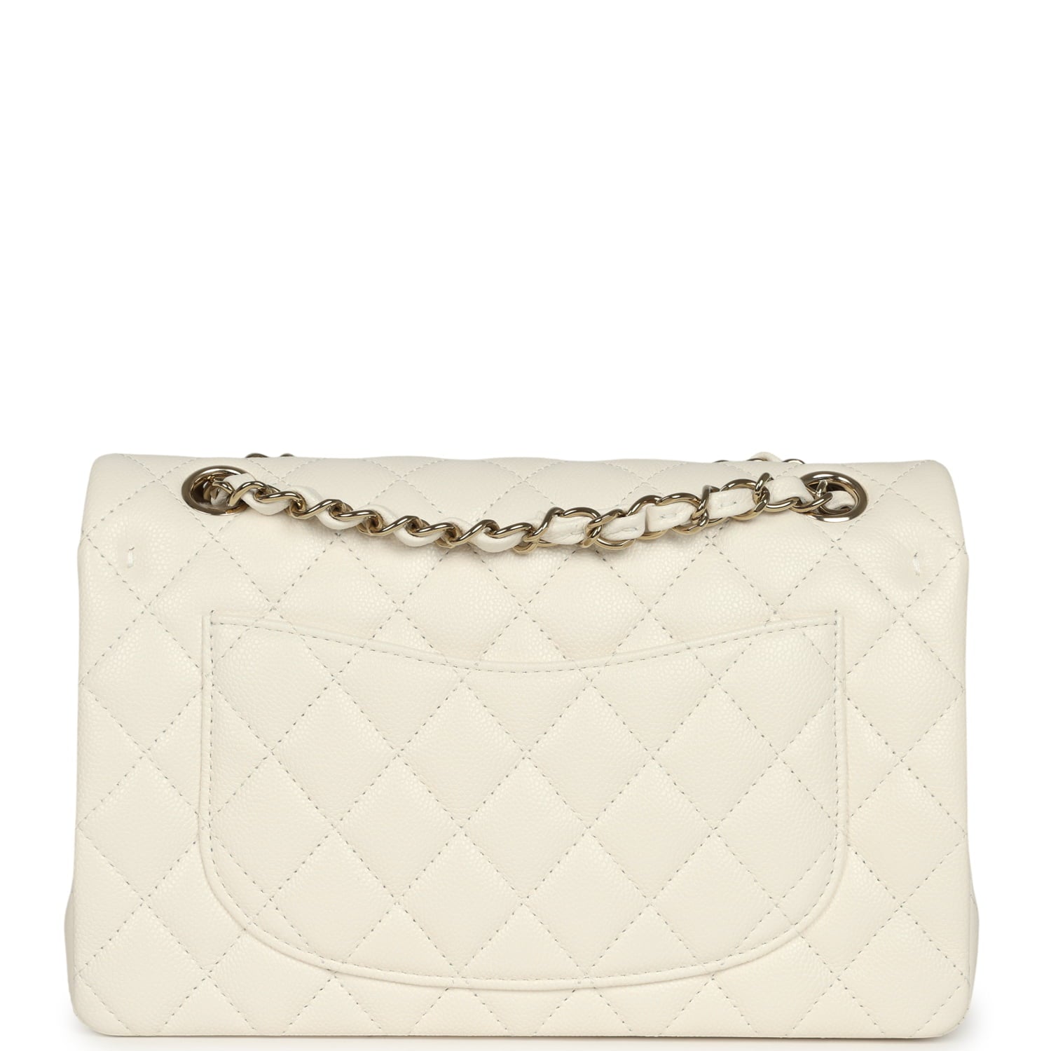 Chanel Small Classic Double Flap Bag White Shiny Caviar Light Gold Hardware