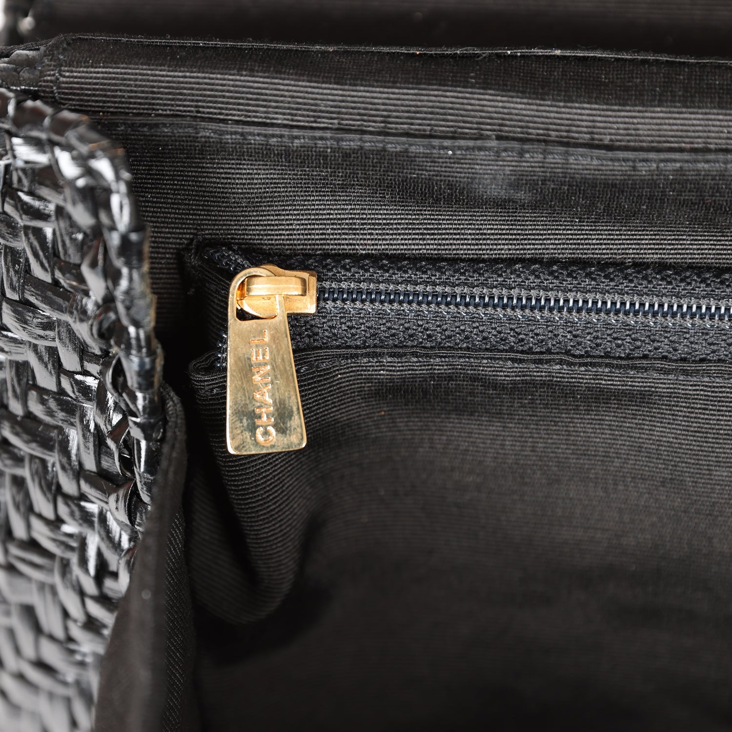 Vintage Chanel Flap Bag Black Wicker Gold Hardware