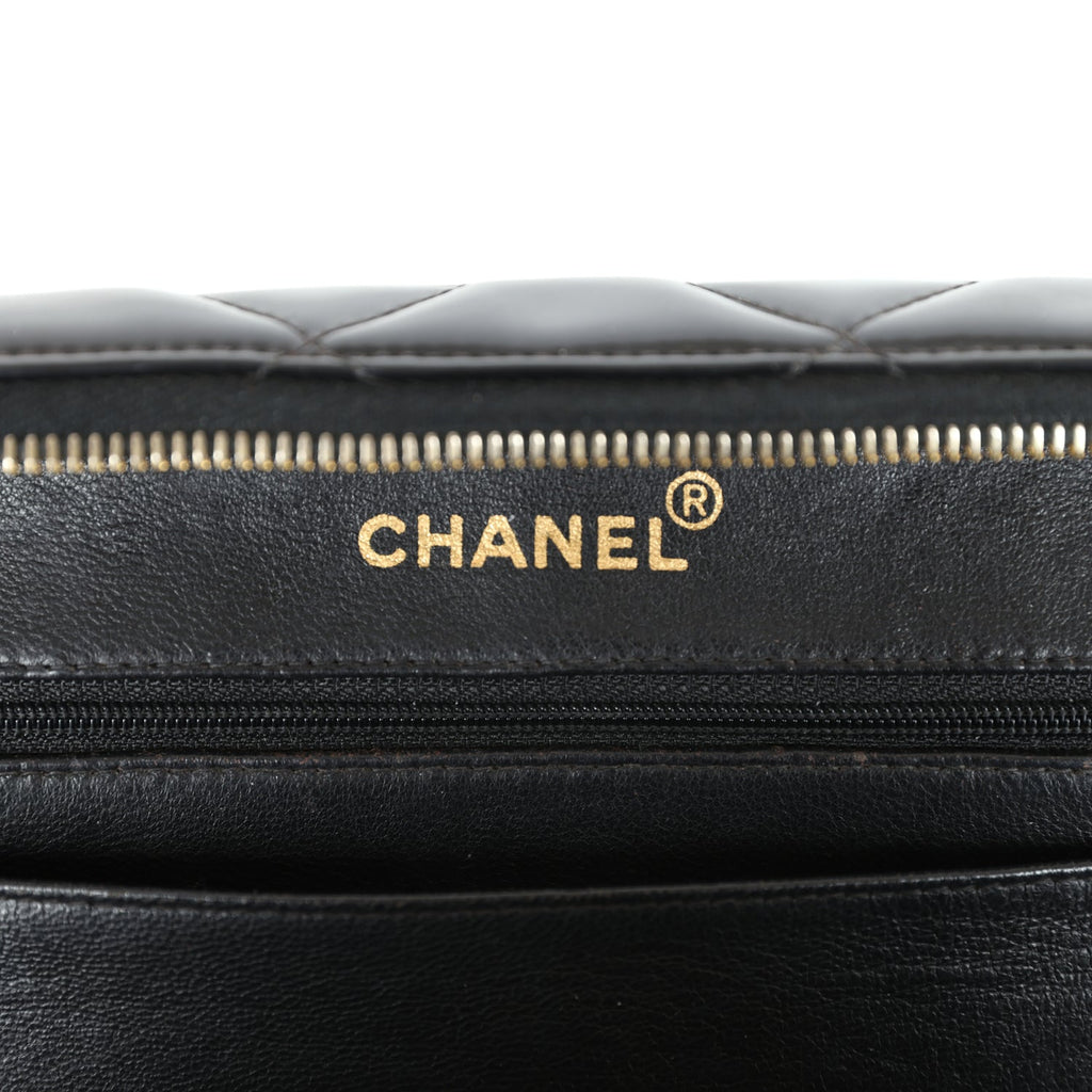 Vintage Chanel Lunchbox Vanity Black Patent Leather Gold Hardware