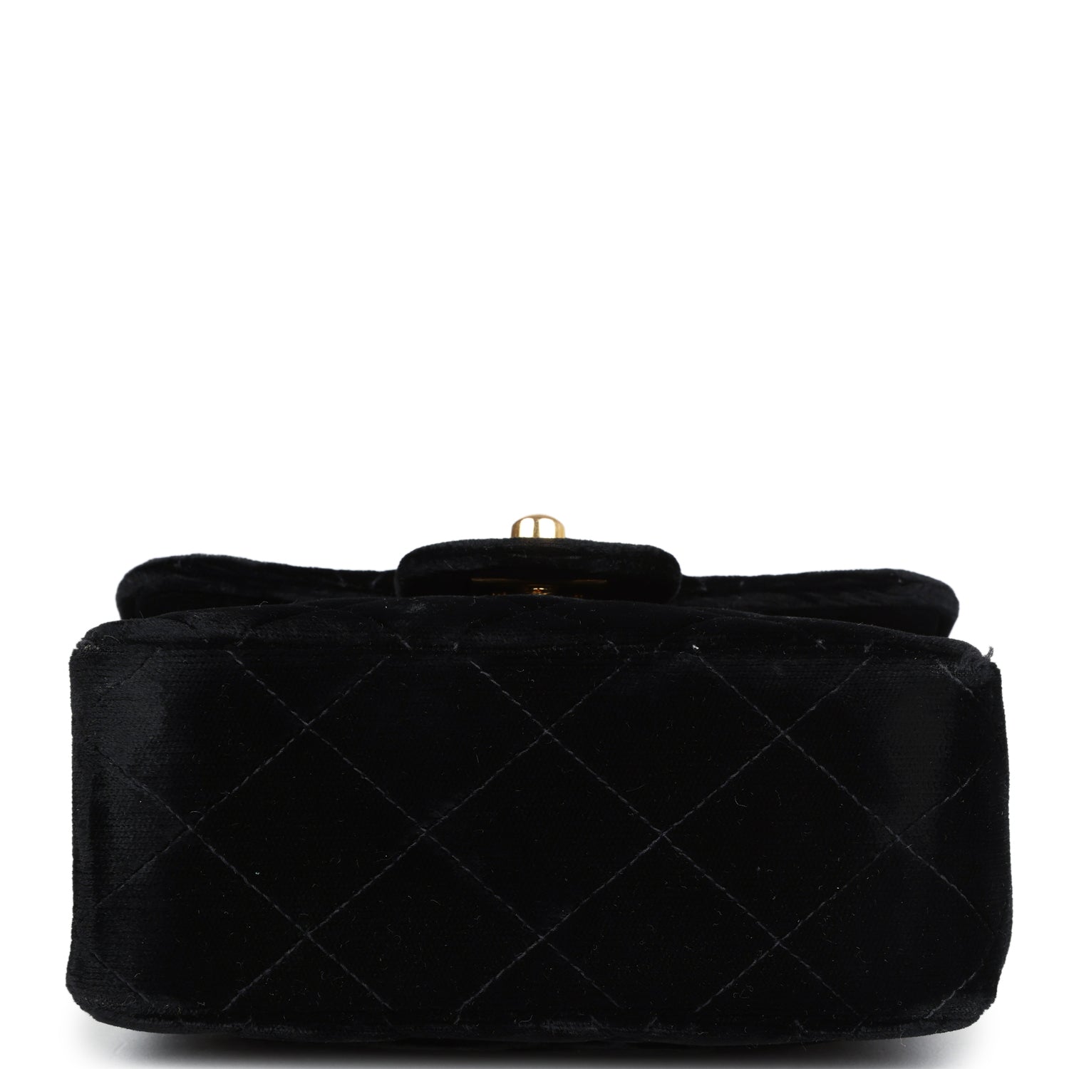 Vintage Chanel Micro Kelly Child Flap Bag Black Velvet Gold Hardware