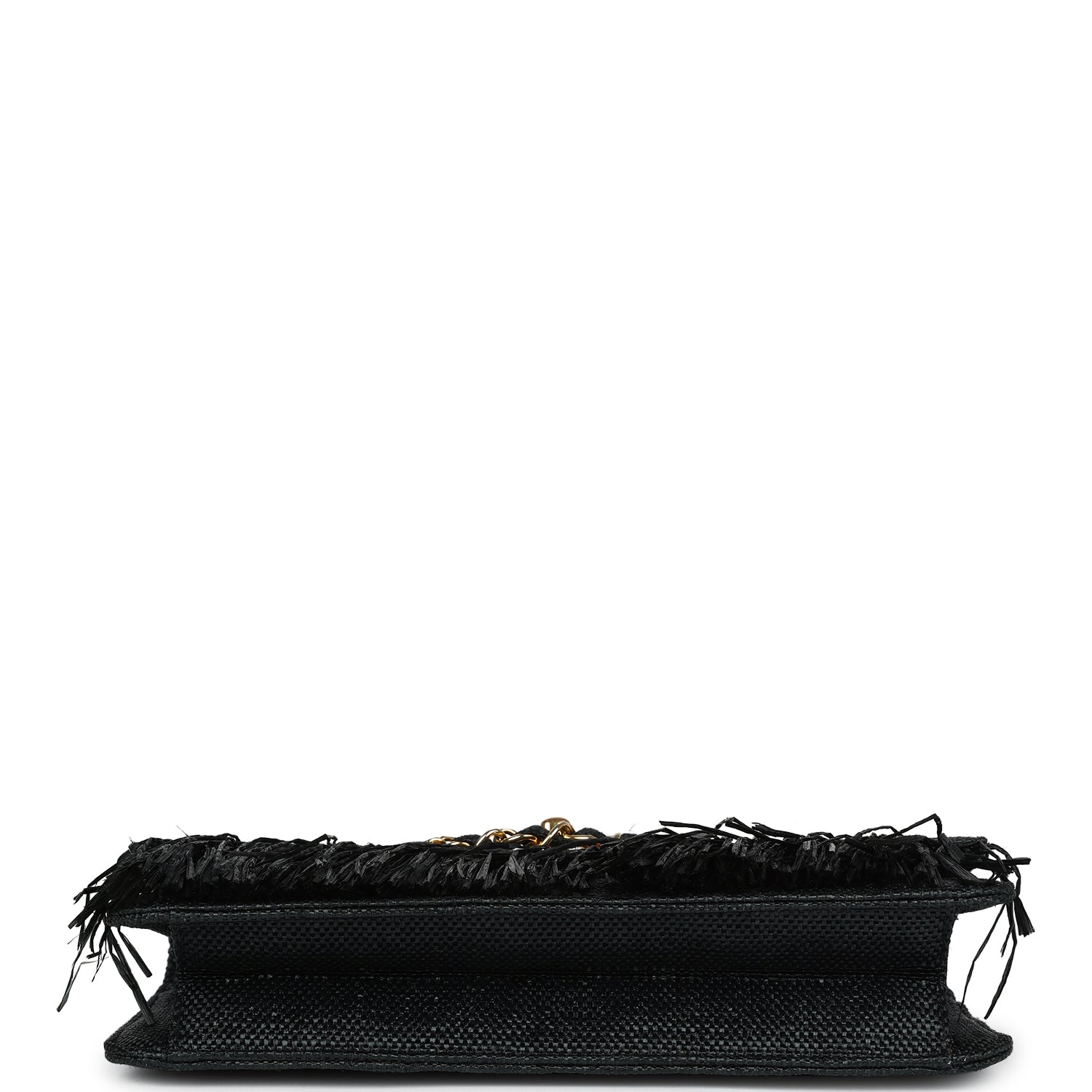 Vintage Chanel Quilted Fringe Single Flap Bag Black Raffia Gold Hardware