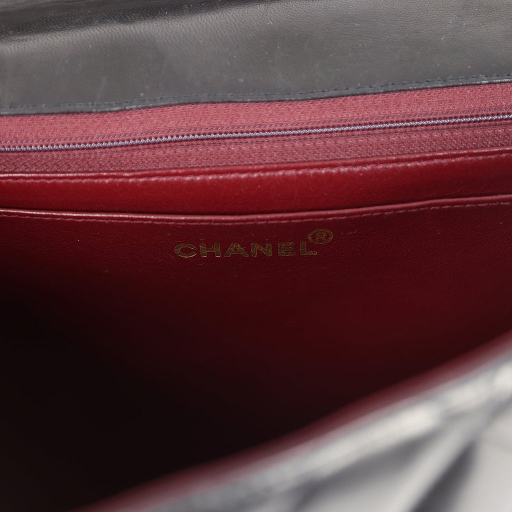 Vintage Chanel Jumbo Classic Single Flap Bag Black Lambskin Tortoiseshell Bakelite Hardware