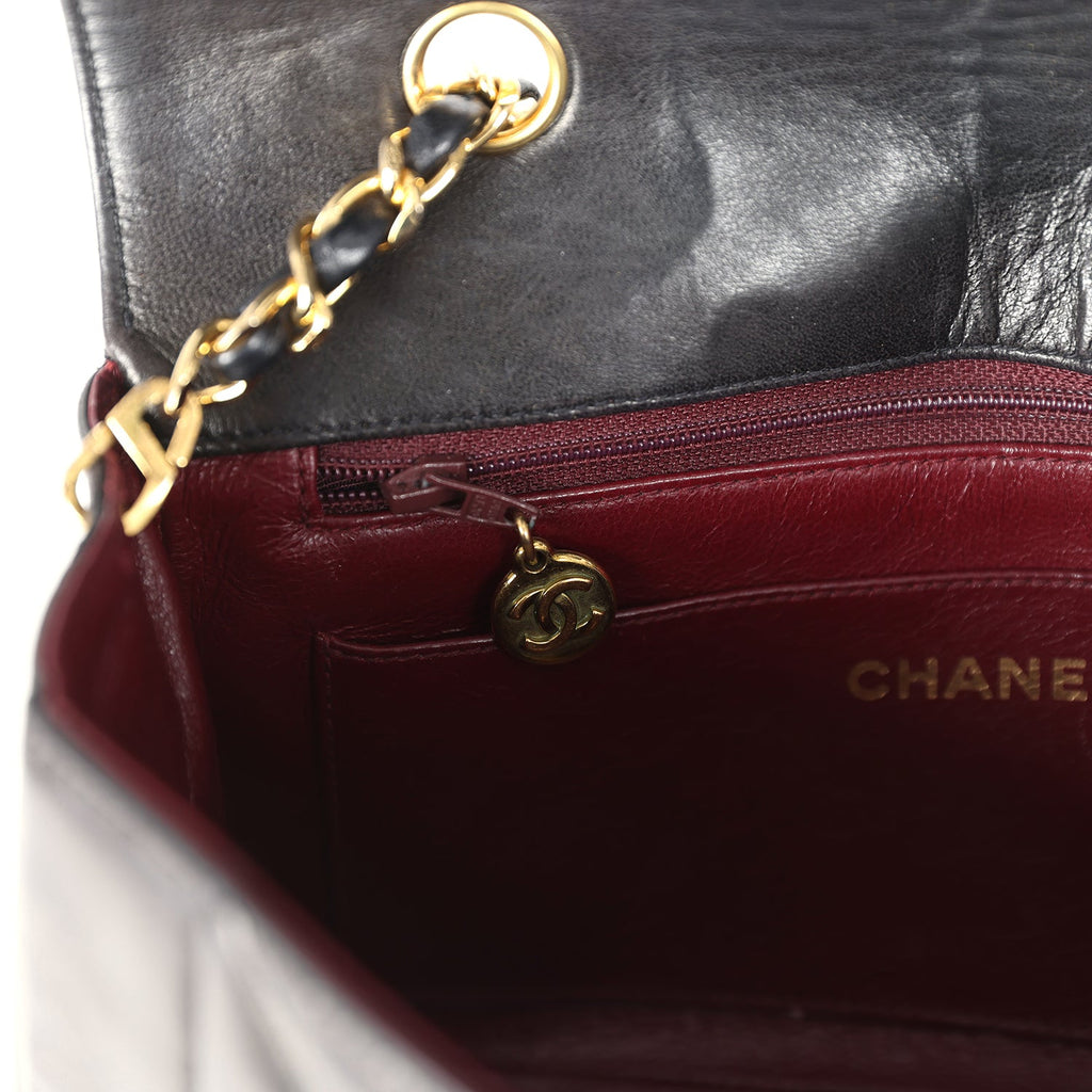 Vintage Chanel Small Diana Flap Bag Black Lambskin Gold Hardware