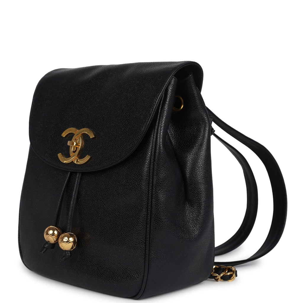 Vintage Chanel Medium CC Backpack Black Caviar Gold Hardware