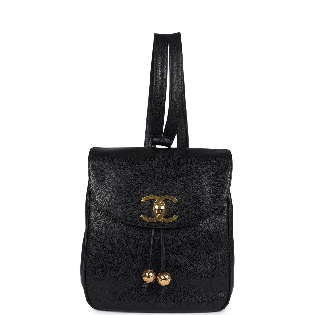Vintage Chanel Medium CC Backpack Black Caviar Gold Hardware