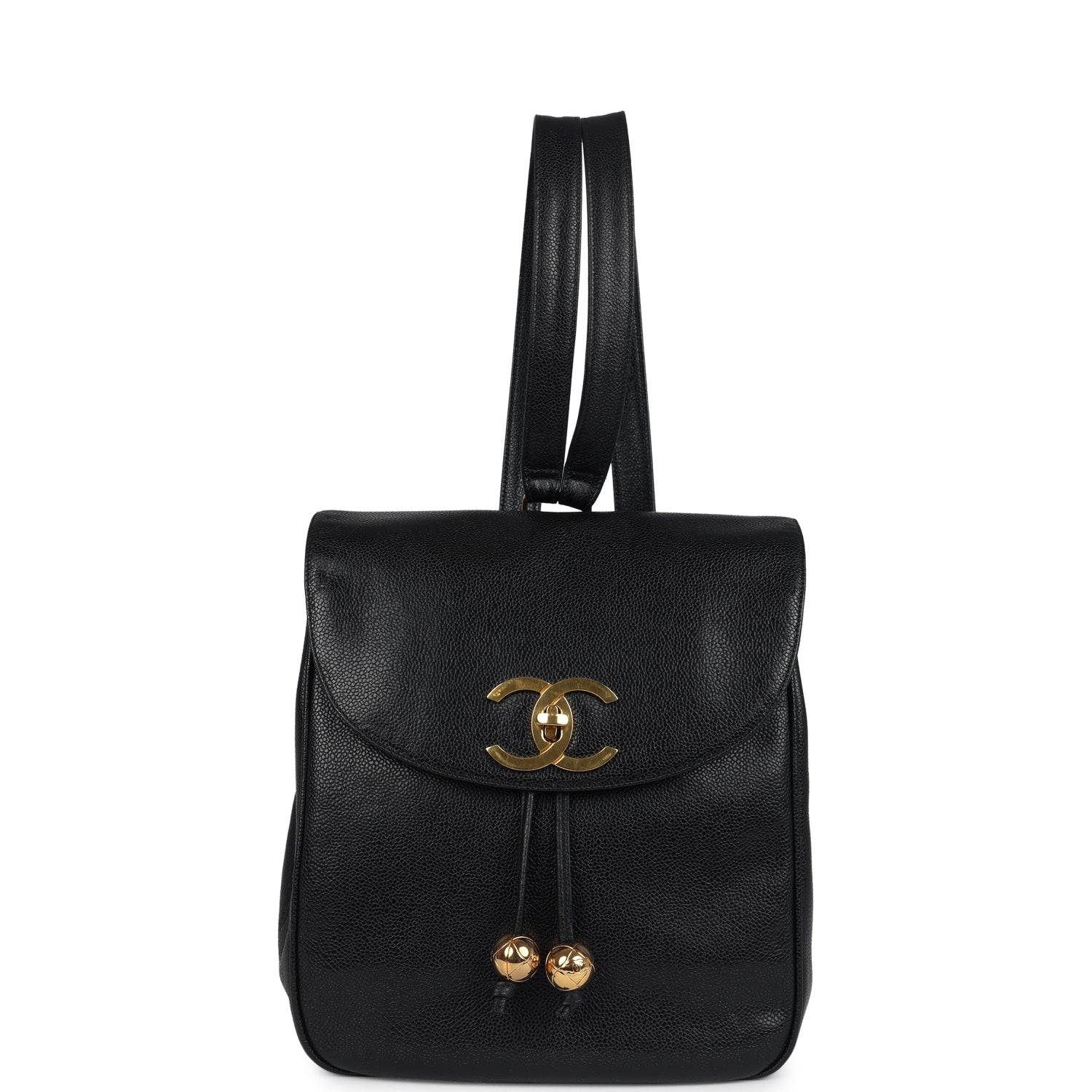 Vintage Chanel Medium CC Backpack Black Caviar Gold Hardware
