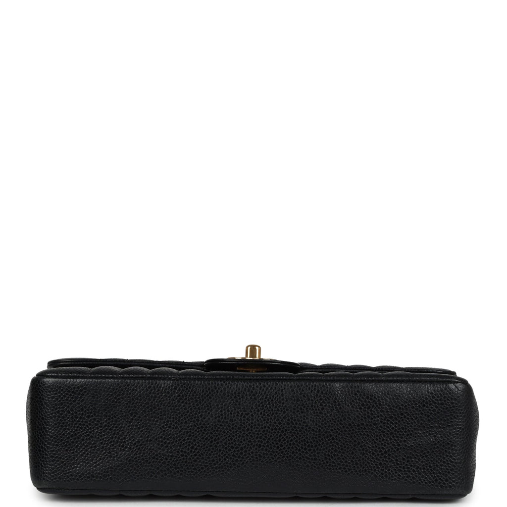 Vintage Chanel Medium Vertical Flap Bag Black Caviar Gold Hardware