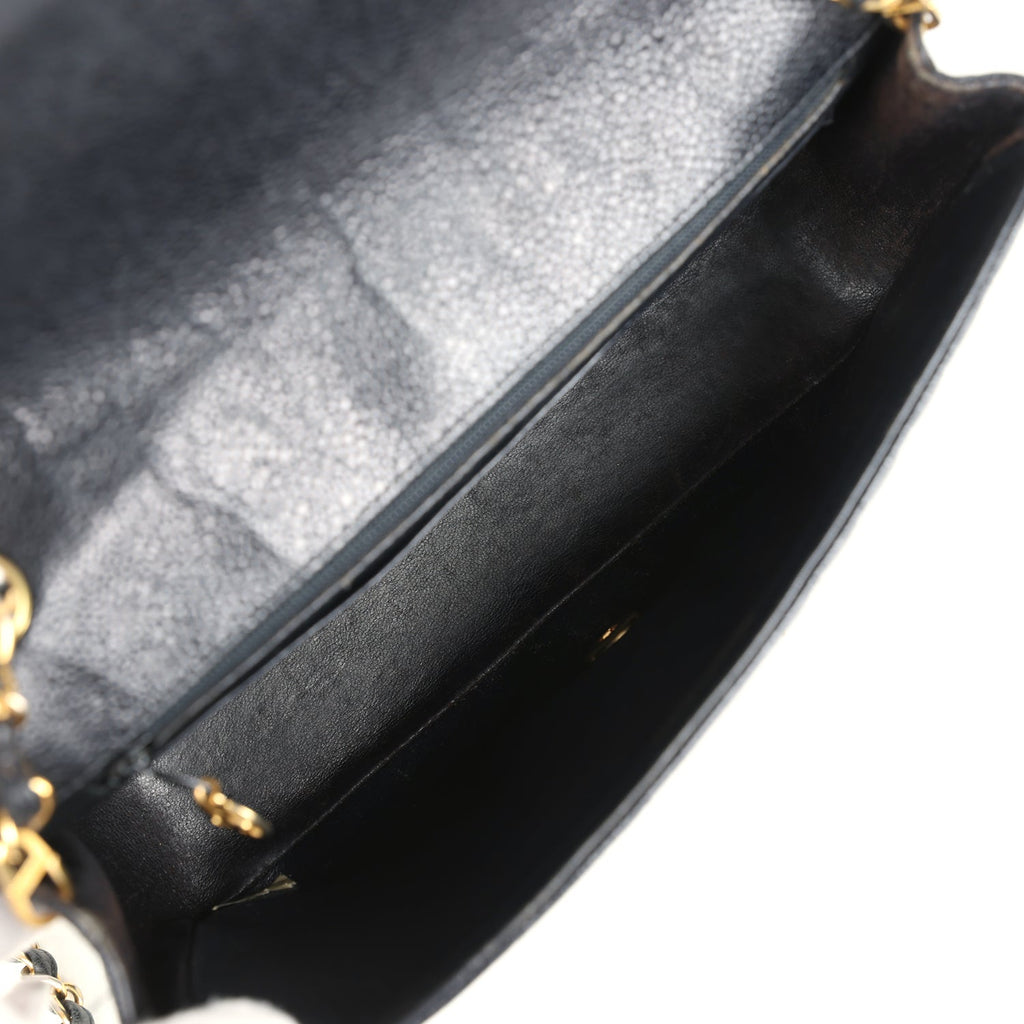 Vintage Chanel Medium Vertical Flap Bag Black Caviar Gold Hardware