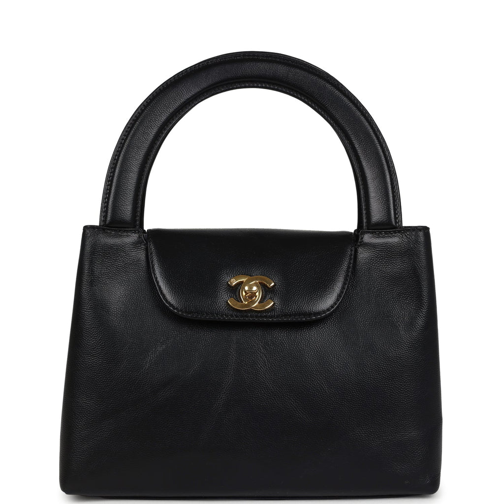 Vintage Chanel Large Kelly Black Caviar Gold Hardware