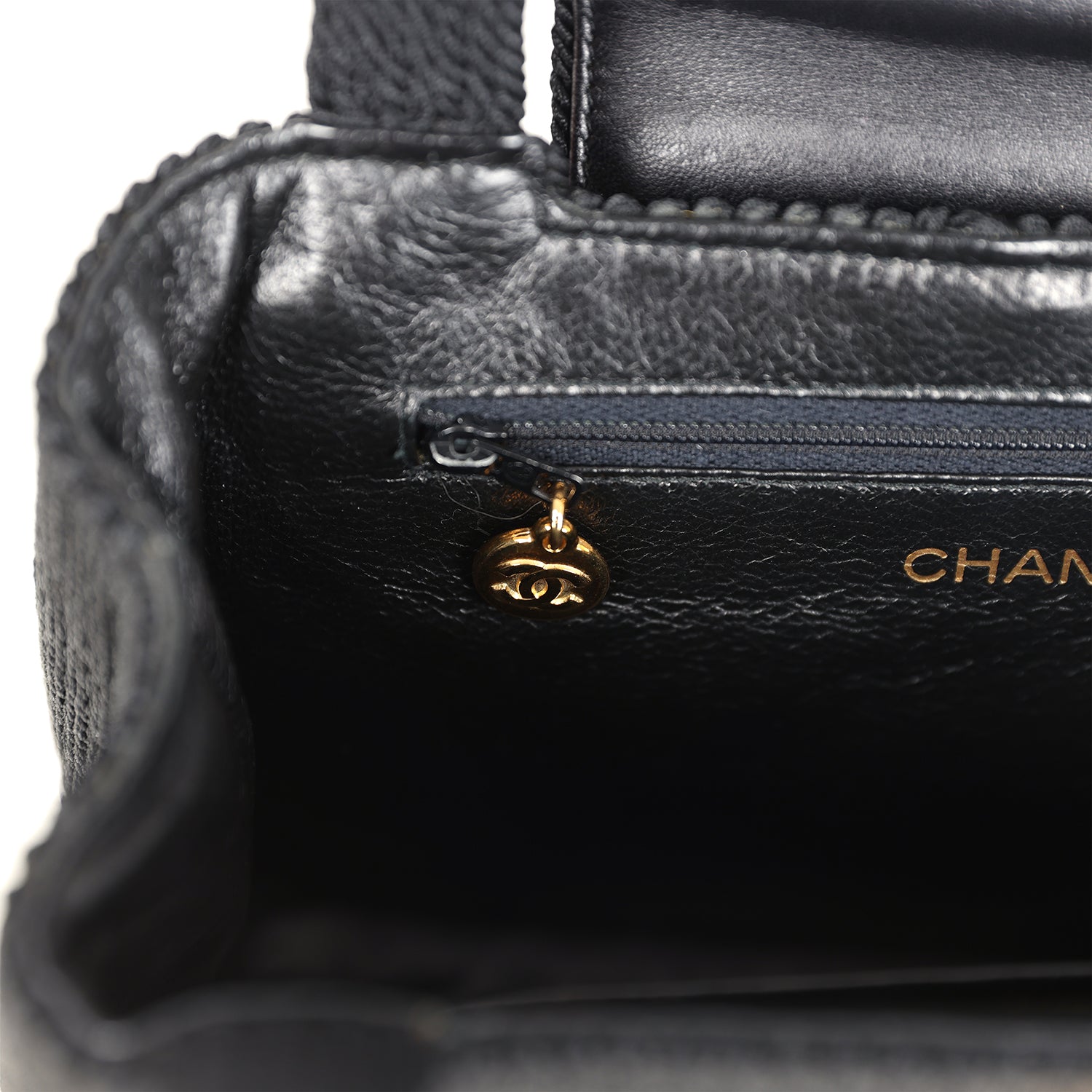 Vintage Chanel Large Kelly Rope Black Woven Gold Hardware