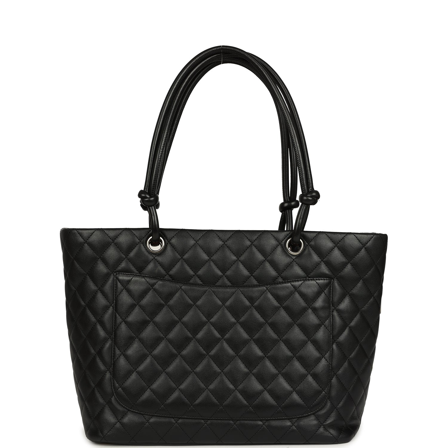 Vintage Chanel Large Cambon Ligne Tote Black Calfskin Silver Hardware
