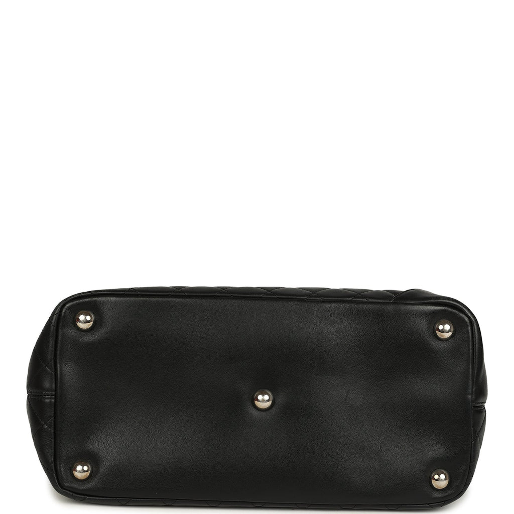 Vintage Chanel Large Cambon Ligne Tote Black Calfskin Silver Hardware