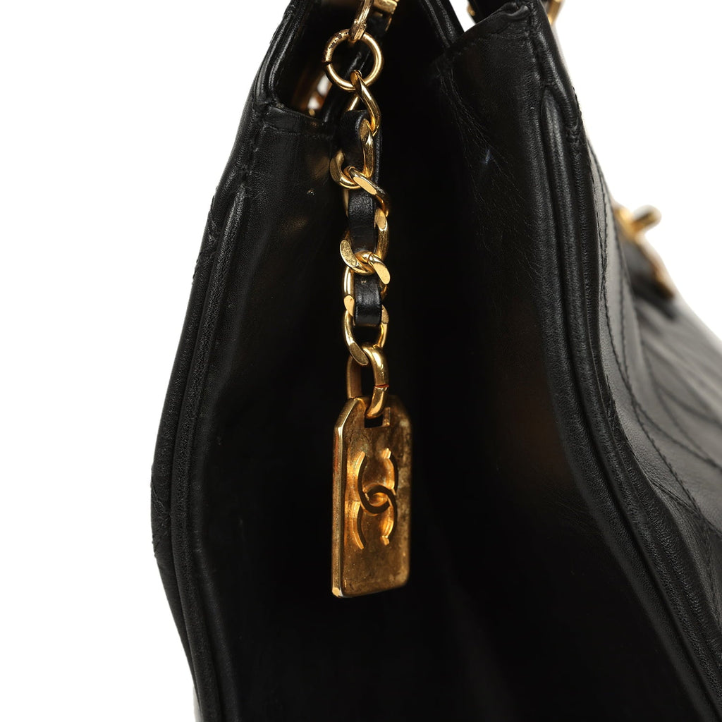 Vintage Chanel XL Supermodel Tote Bag Black Calfskin Gold Hardware