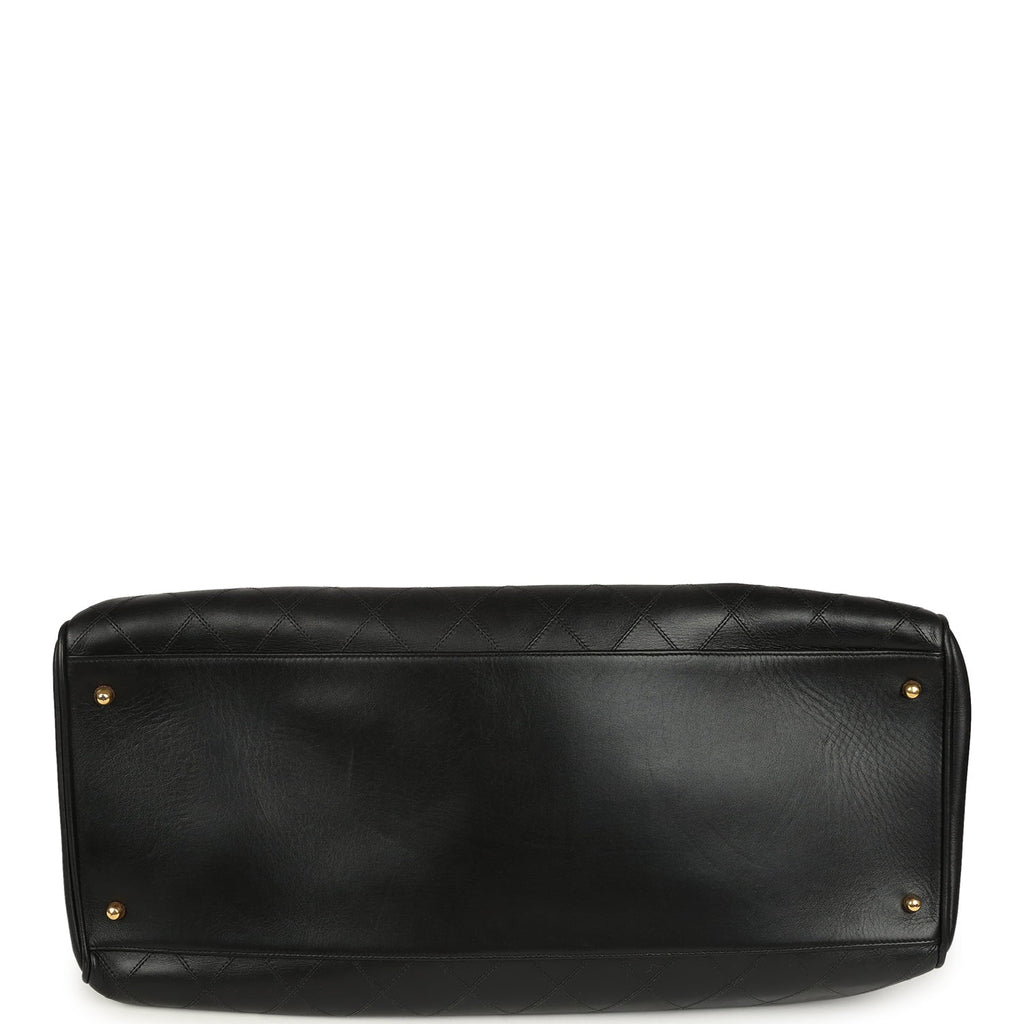 Vintage Chanel XL Supermodel Tote Bag Black Calfskin Gold Hardware