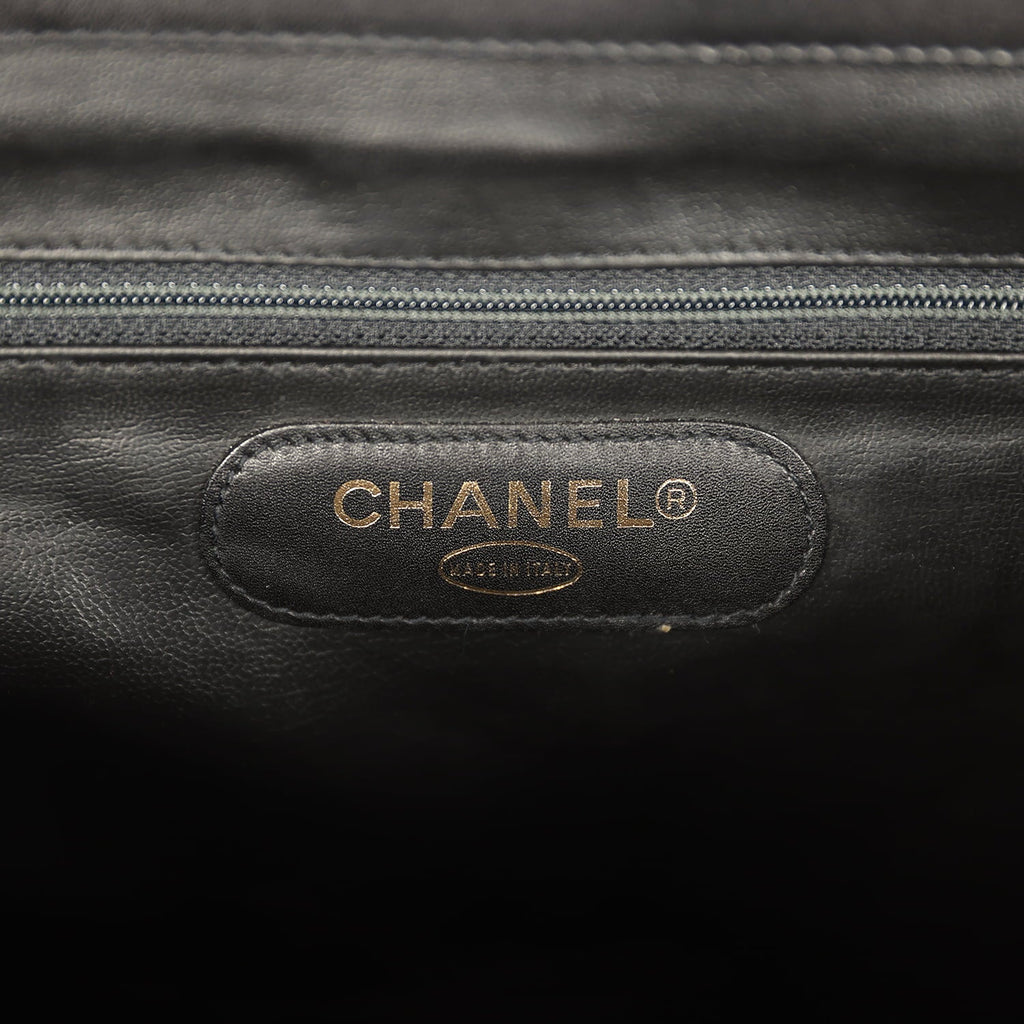 Vintage Chanel XL Supermodel Tote Bag Black Calfskin Gold Hardware