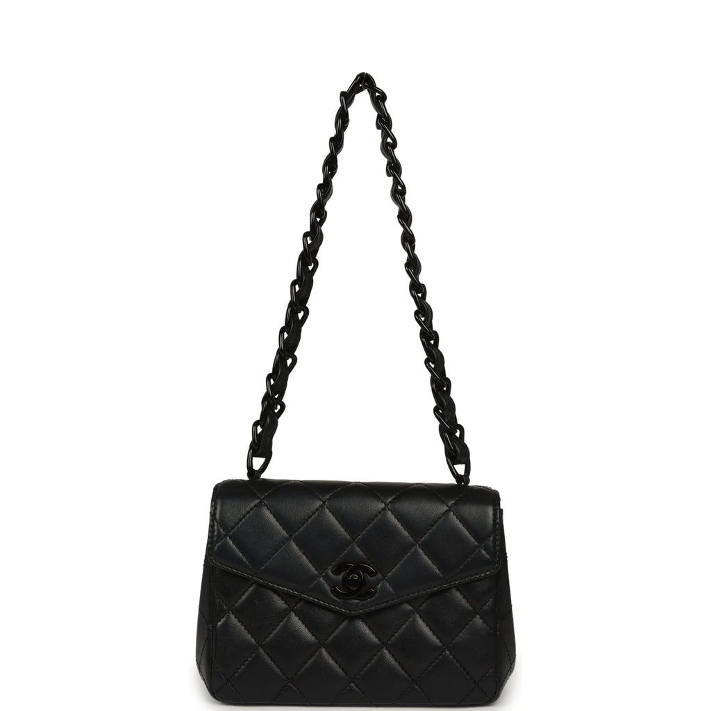 Vintage Chanel Mini Envelope Flap Bag Black Lambskin Black Hardware