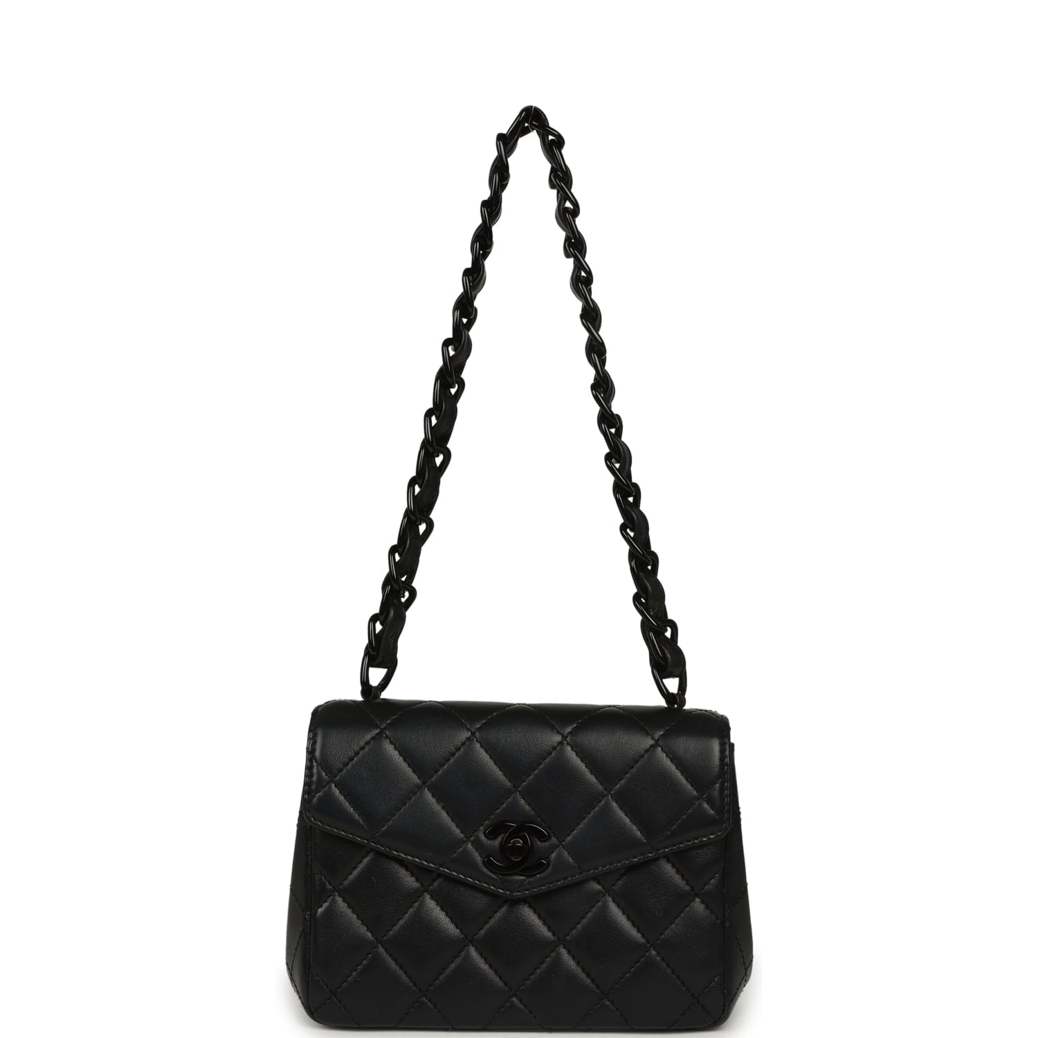 Vintage Chanel Mini Envelope Flap Bag Black Lambskin Black Hardware