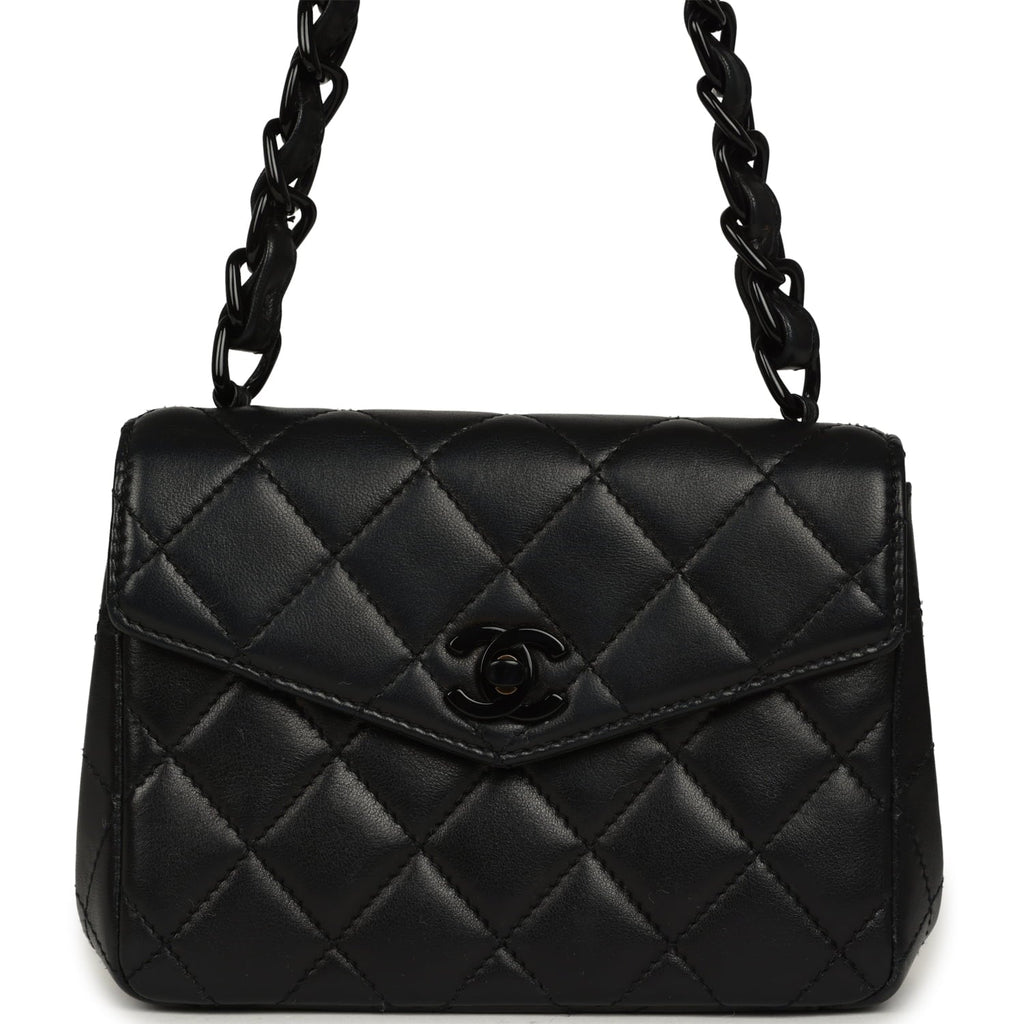 Vintage Chanel Mini Envelope Flap Bag Black Lambskin Black Hardware