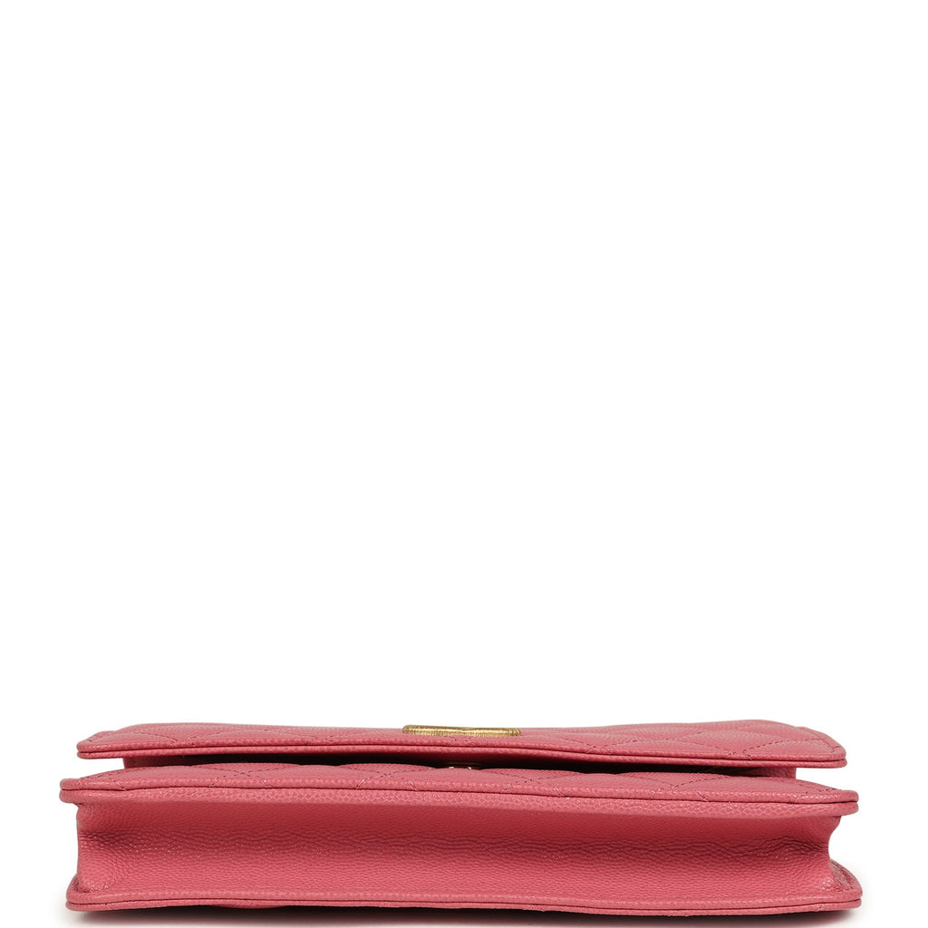 Chanel Classic Wallet On Chain WOC Pink Caviar Brushed Gold Hardware
