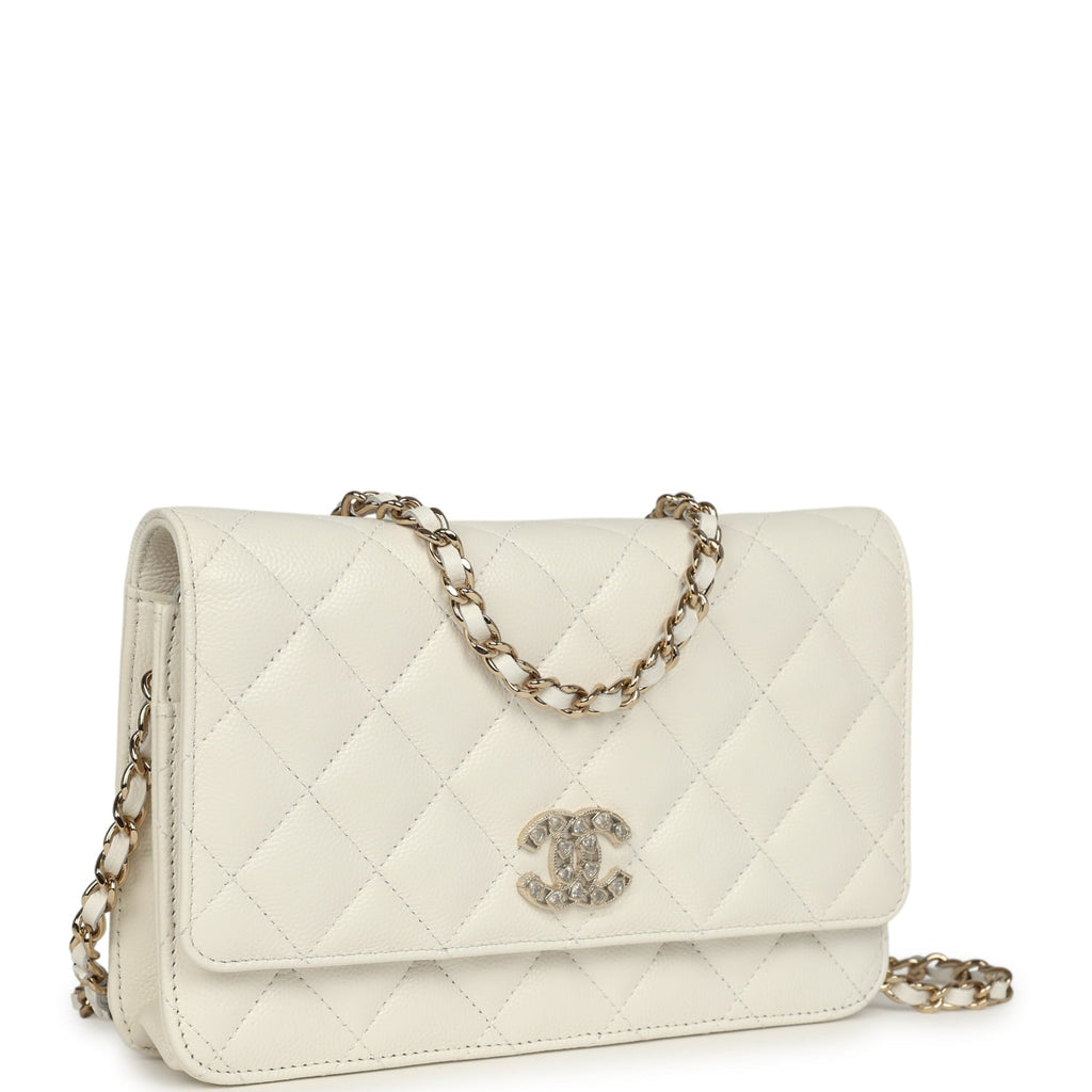 Chanel Wallet On Chain WOC White Shiny Caviar Light Gold Hardware