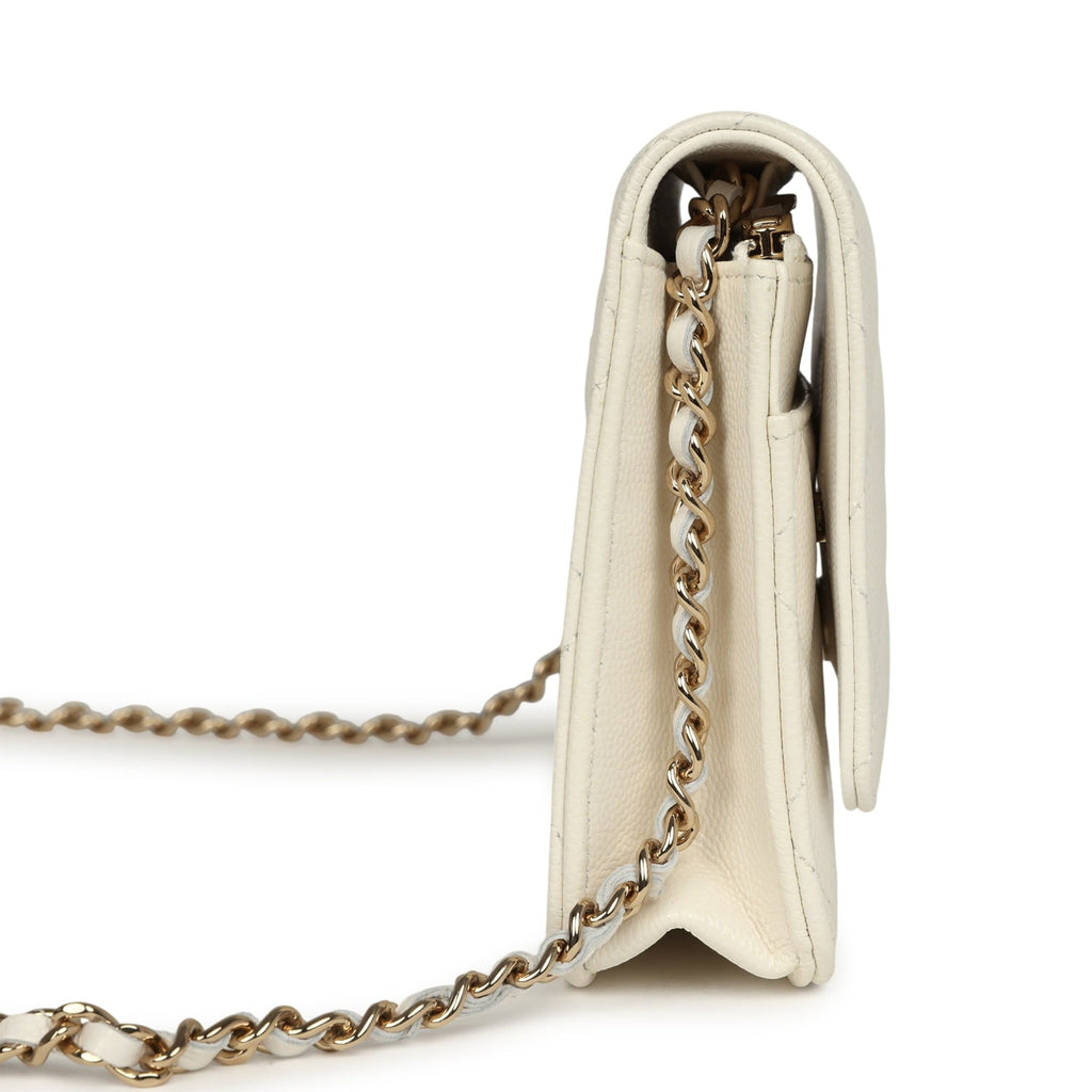 Chanel Wallet On Chain WOC White Shiny Caviar Light Gold Hardware