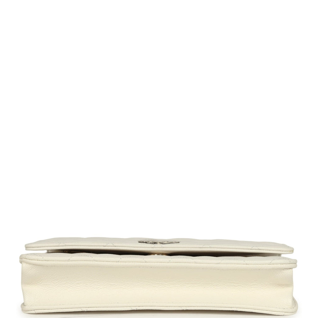 Chanel Wallet On Chain WOC White Shiny Caviar Light Gold Hardware