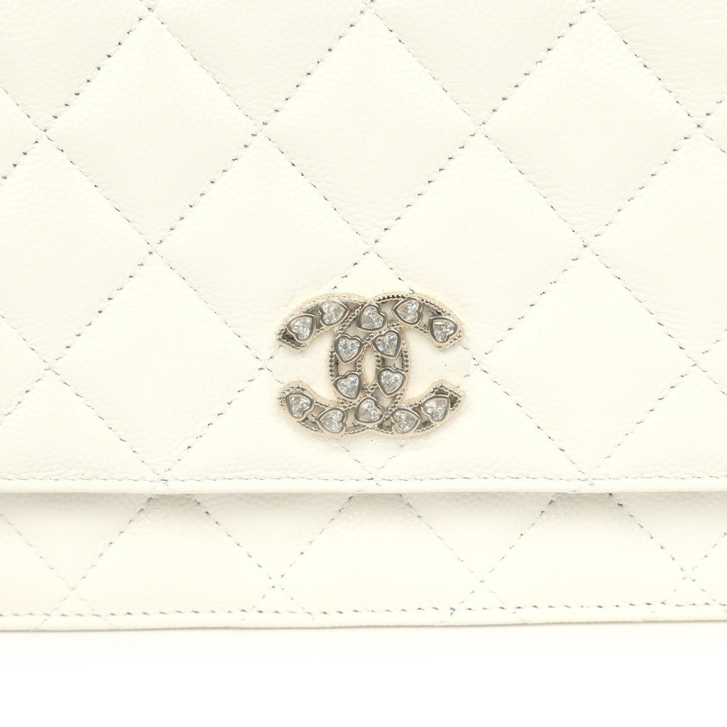 Chanel Wallet On Chain WOC White Shiny Caviar Light Gold Hardware