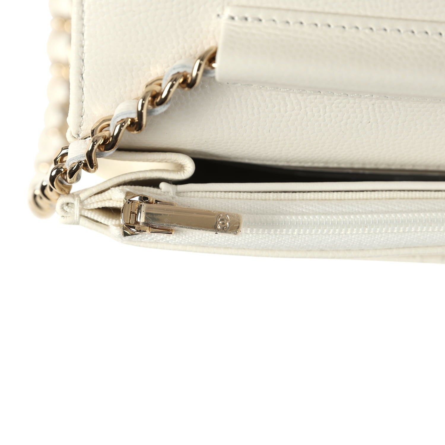 Chanel Wallet On Chain WOC White Shiny Caviar Light Gold Hardware
