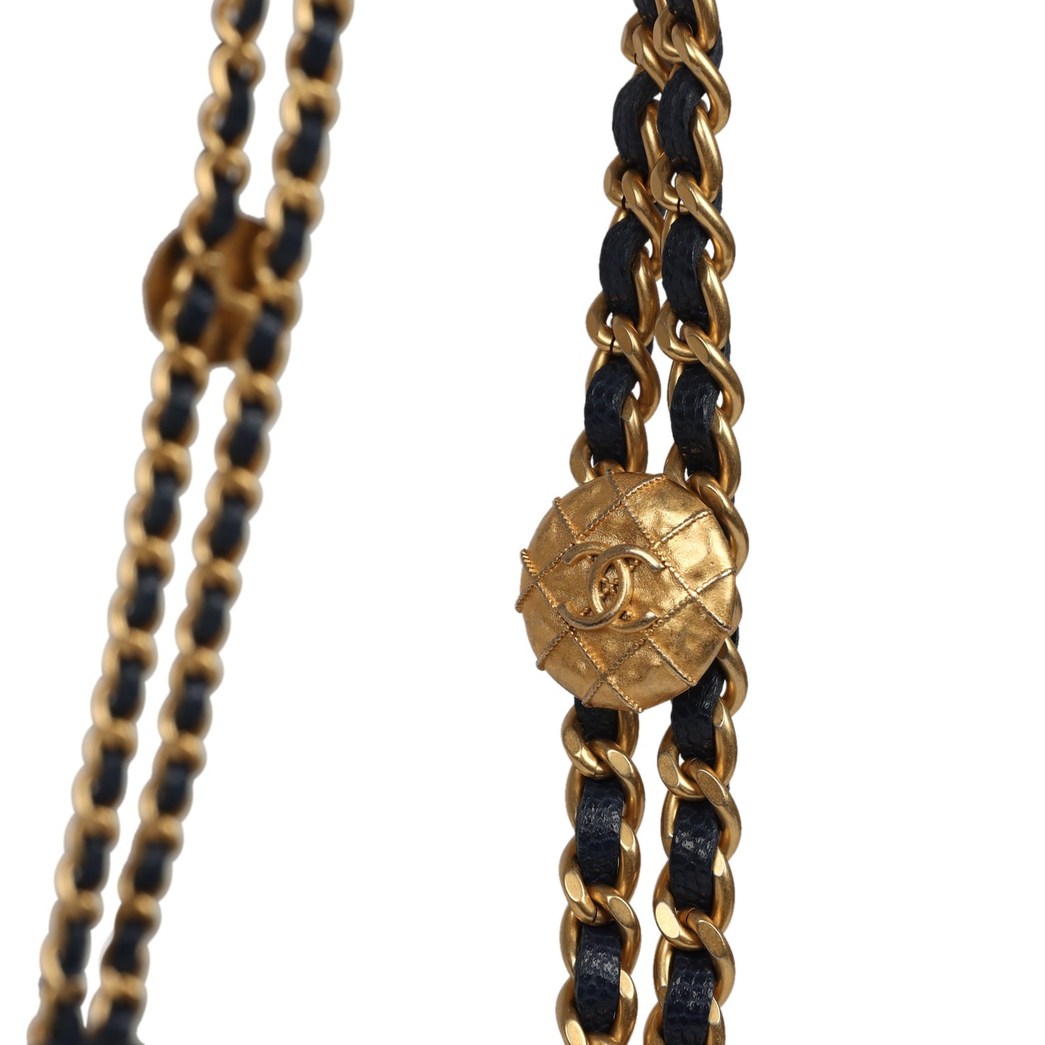 Chanel "Twist Your Buttons" Wallet On Chain WOC Navy Blue Shiny Caviar Antique Gold Hardware