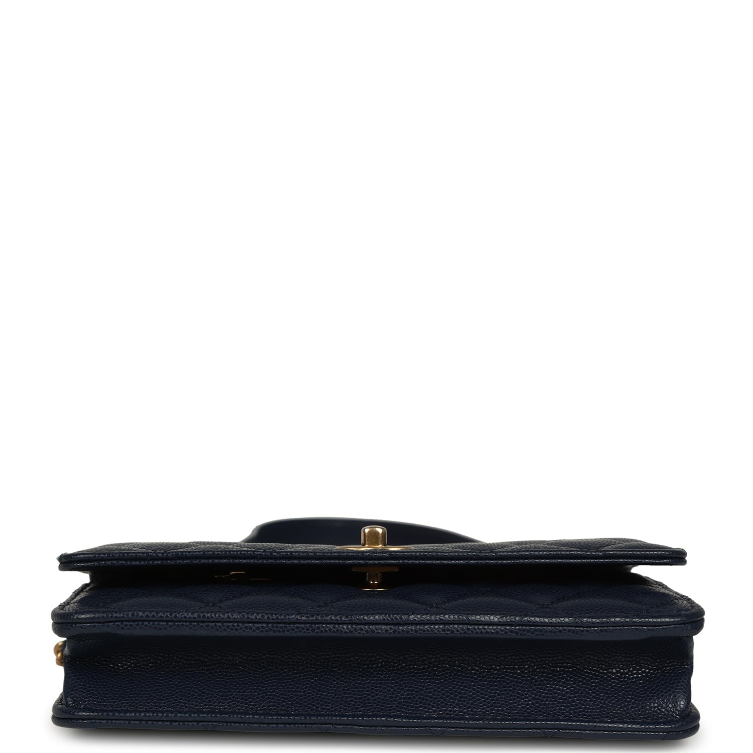 Chanel "Twist Your Buttons" Wallet On Chain WOC Navy Blue Shiny Caviar Antique Gold Hardware