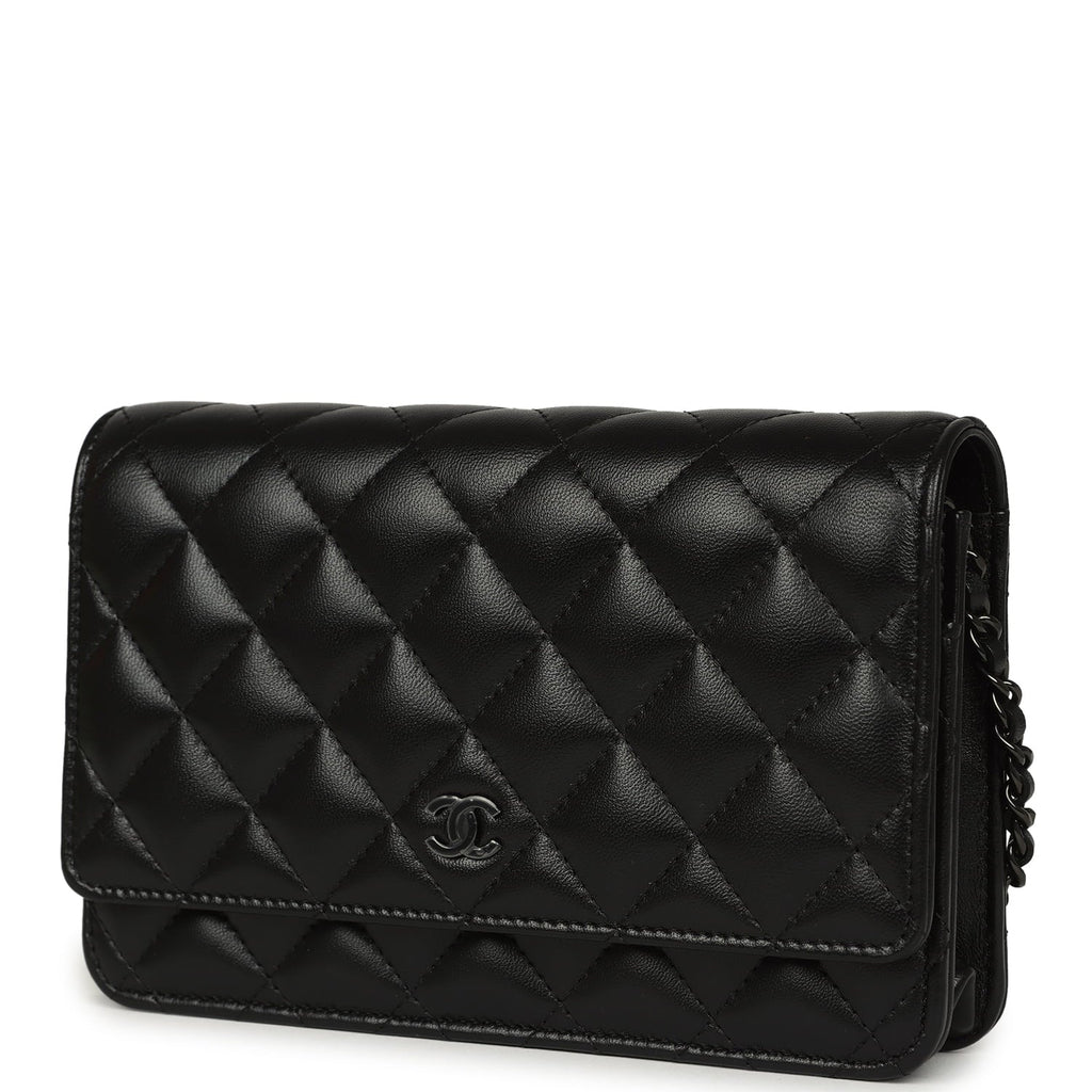 Chanel Classic Wallet On Chain WOC SO Black Lambskin Black Hardware