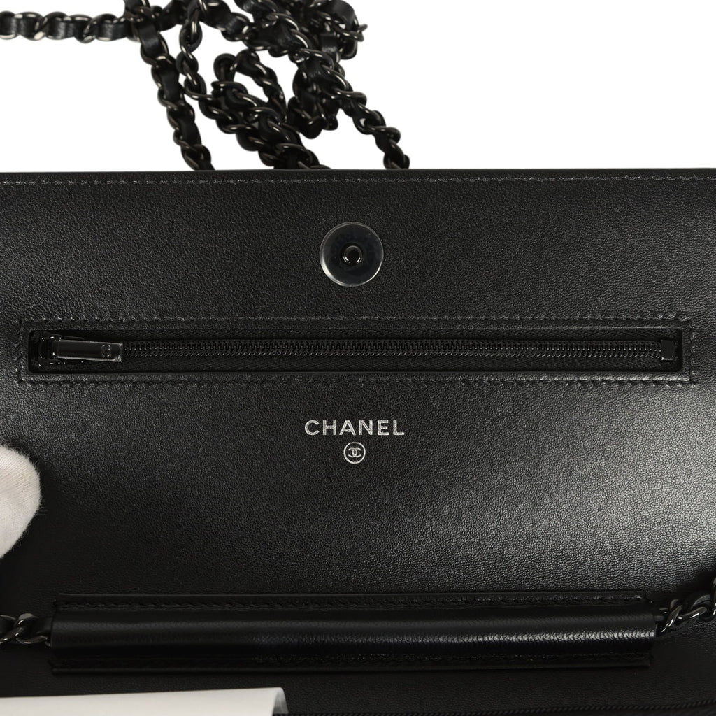 Chanel Classic Wallet On Chain WOC SO Black Lambskin Black Hardware