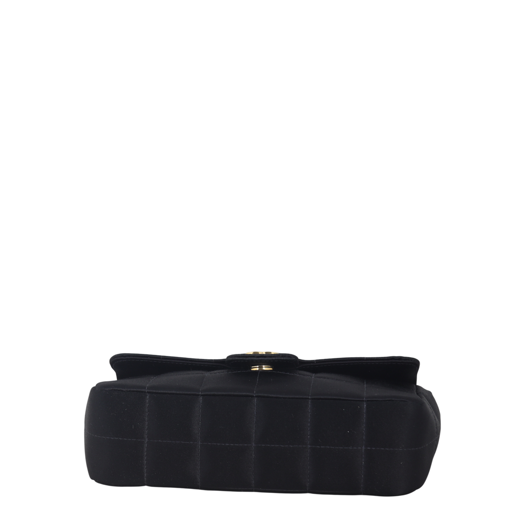 Chanel Camellia Satin Chocolate Bar Flap Bag Mini