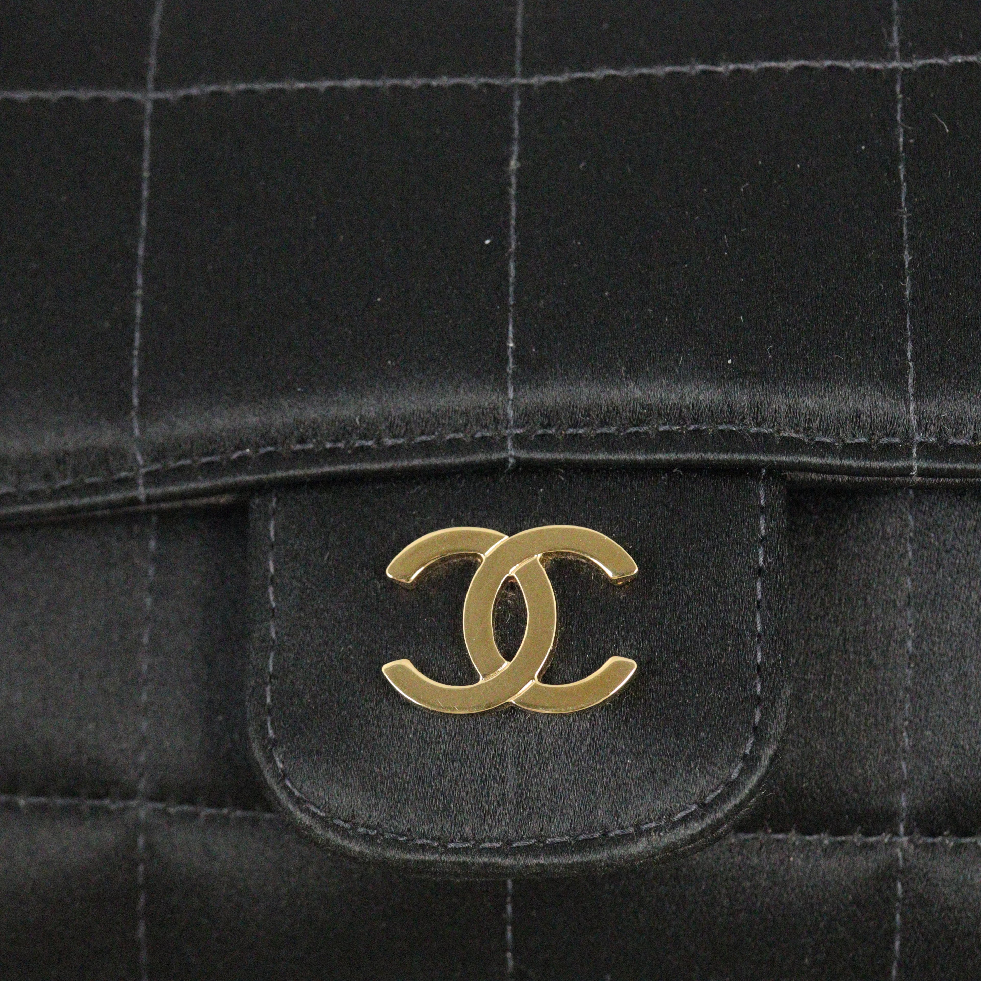 Chanel Camellia Satin Chocolate Bar Flap Bag Mini